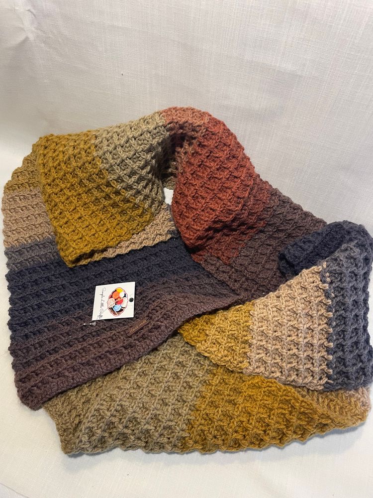 Waffle Stitch Crocheted Scarf 